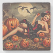 Vintages Halloween-Button Steinuntersetzer (Vorderseite)