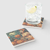 Vintages Halloween-Button Steinuntersetzer (Seitenansicht)