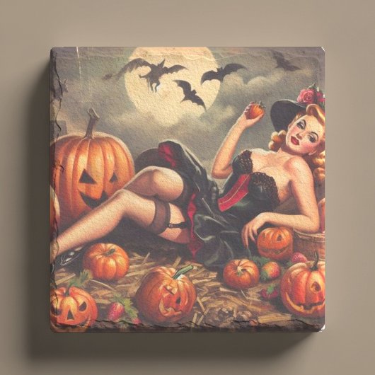 Vintages Halloween-Button Steinuntersetzer