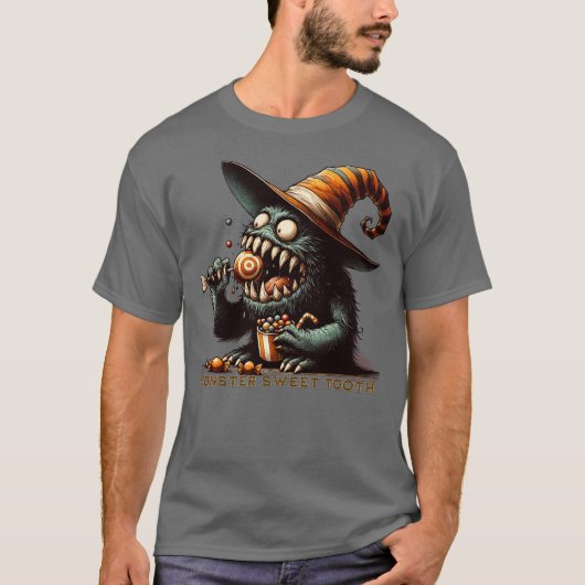 Vintages Halloween Candy Monster T-Shirt (Vorderseite)