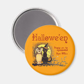 Vintages Halloween Cat and Owl Magnet (Vorderseite/Rückseite)