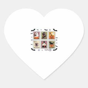 Vintages Halloween Cat Postage Briefmarke Collecti Herz-Aufkleber