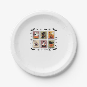 Vintages Halloween Cat Postage Briefmarke Collecti Pappteller
