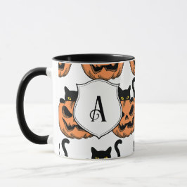 Vintages Halloween Cat Spooky Muster Personalisier Tasse