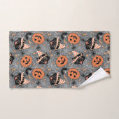 Vintages Halloween Cats und Pumpkins-Muster Badhandtuch Set (Handtuch)