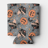 Vintages Halloween Cats und Pumpkins-Muster Dosenkühler (Vorderseite)