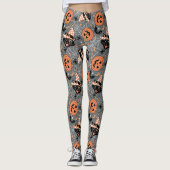 Vintages Halloween Cats und Pumpkins-Muster Leggings (Vorderseite)