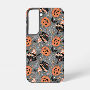 Vintages Halloween Cats und Pumpkins-Muster Samsung Galaxy Hülle