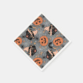 Vintages Halloween Cats und Pumpkins-Muster Serviette (Ecke)