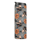 Vintages Halloween Cats und Pumpkins-Muster Thermosbecher (Nach rechts gedreht)