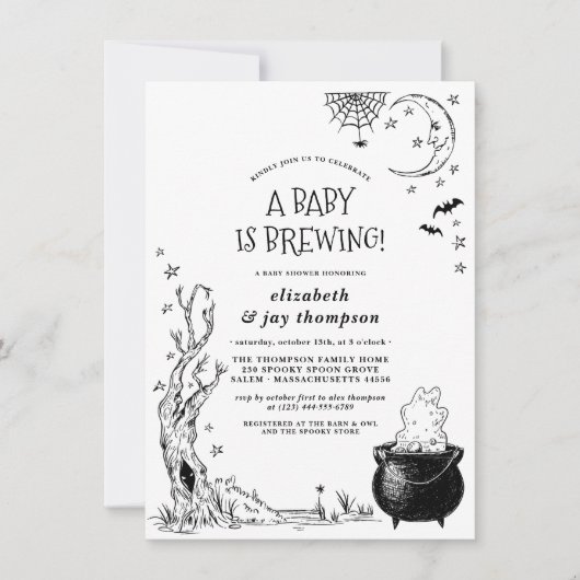 Vintages Halloween Cauldron Baby Braudusche Einladung (Vorderseite)
