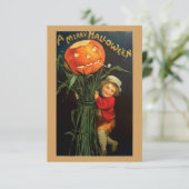 Vintages Halloween Child Holding Pumpkin-Kürbis (Stehend Vorderseite)