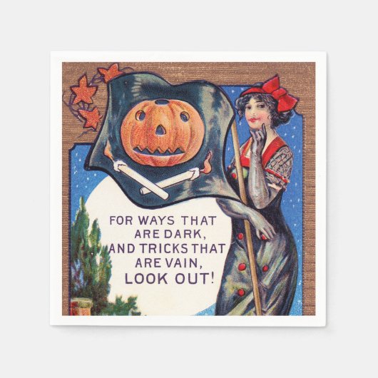 Vintages Halloween-Dame-Party Serviette (Vorderseite)