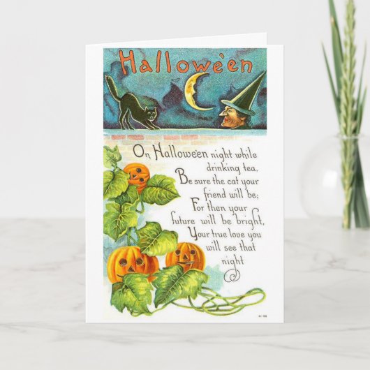 Vintages Halloween - das Lesen der Tea-Blätter, Karte (Vorderseite)