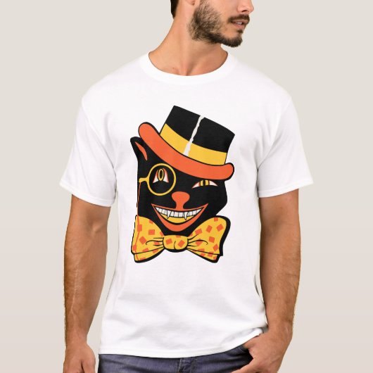 Vintages Halloween, das schwarze Katzen-Shirt T-Shirt (Vorderseite)