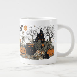 Vintages Halloween-Design - Geist, Kürbis Jumbo-Tasse