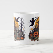 Vintages Halloween-Design - Geist, Kürbis Jumbo-Tasse (Vorderseite)
