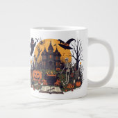 Vintages Halloween-Design - Geist, Kürbis Jumbo-Tasse (Rechts)
