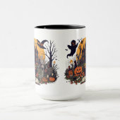 Vintages Halloween-Design - Geist, Kürbis Tasse (Zentrum)