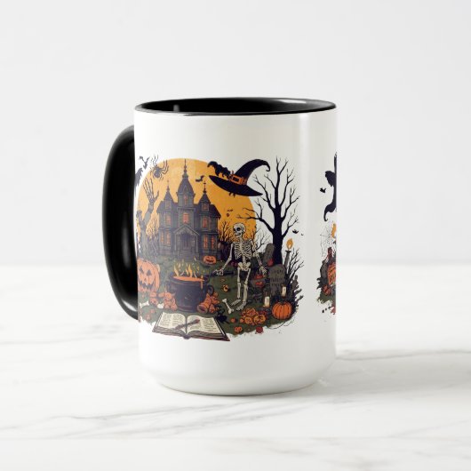 Vintages Halloween-Design - Geist, Kürbis Tasse (Vorderseite Links)