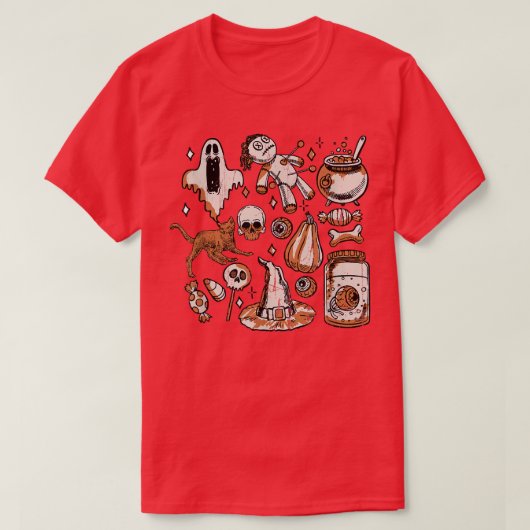Vintages Halloween Doodle Fall Spooky Design T-Shirt (Design vorne)