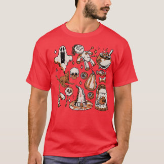 Vintages Halloween Doodle Fall Spooky Design T-Shirt
