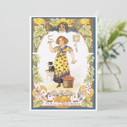 Vintages Halloween Einladung (Stehend Vorderseite)