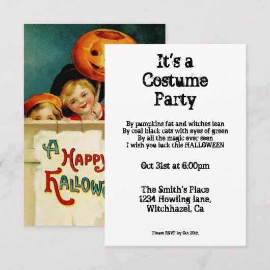 Vintages Halloween Einladung (Vorne/Hinten)