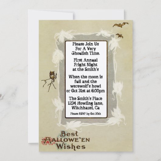 Vintages Halloween Einladung (Vorderseite)