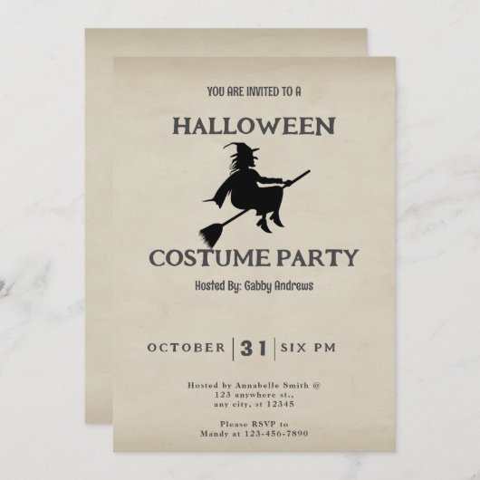 Vintages Halloween Einladung (Vorne/Hinten)