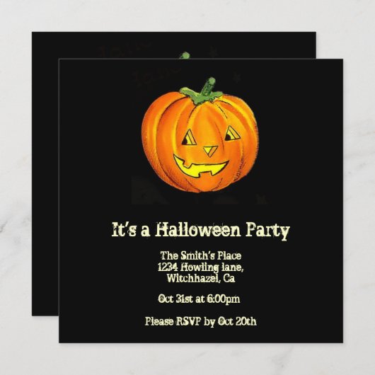 Vintages Halloween Einladung (Vorne/Hinten)