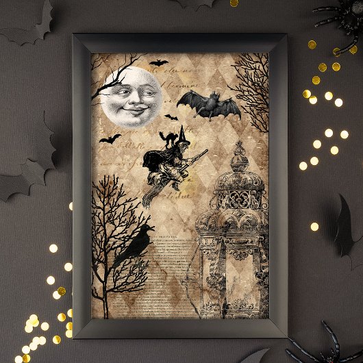 Vintages Halloween Ephemera Decoupage Seidenpapier