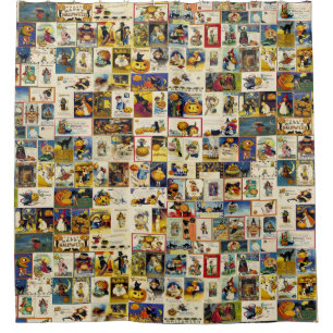 Vintages Halloween Ephemera Duschvorhang