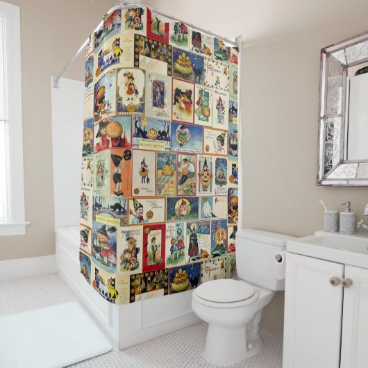 Vintages Halloween Ephemera Duschvorhang (Beispiel)