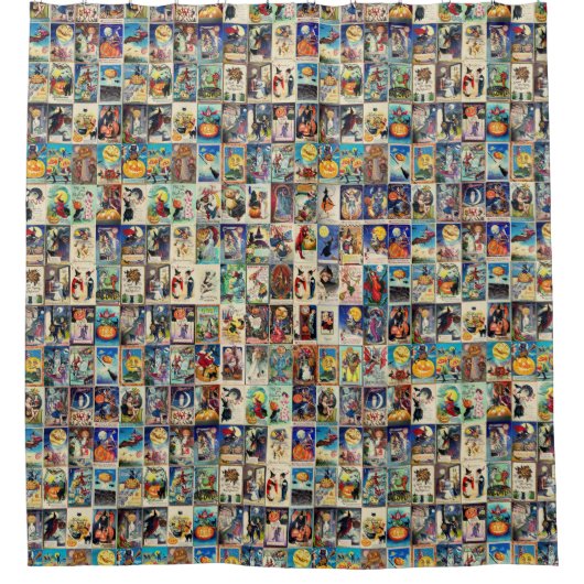 Vintages Halloween Ephemera Duschvorhang (Vorderseite)