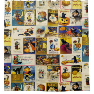 Vintages Halloween Ephemera Duschvorhang