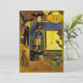 Vintages Halloween Ephemera Einladung (Stehend Vorderseite)