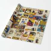 Vintages Halloween Ephemera Geschenkpapier (Ungerollt)