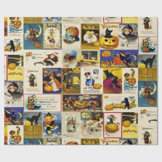 Vintages Halloween Ephemera Geschenkpapier (Flach)