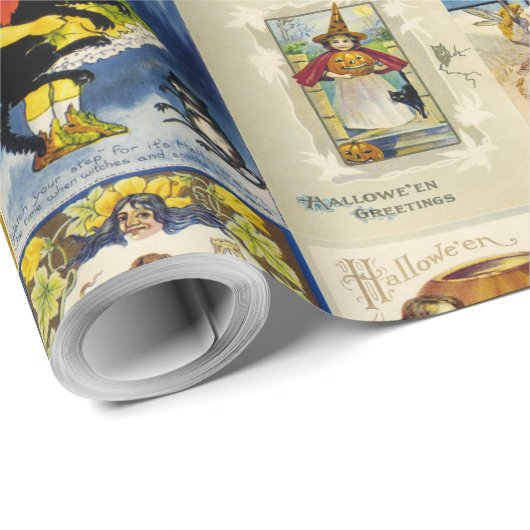 Vintages Halloween Ephemera Geschenkpapier (Rolleneckpunkt)