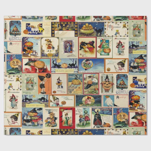 Vintages Halloween Ephemera Geschenkpapier (Flach)