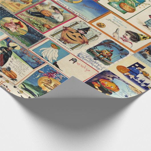 Vintages Halloween Ephemera Geschenkpapier (Ecke)