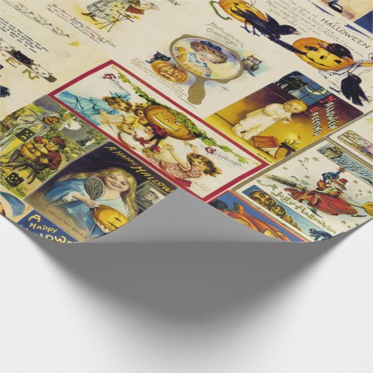 Vintages Halloween Ephemera Geschenkpapier (Ecke)