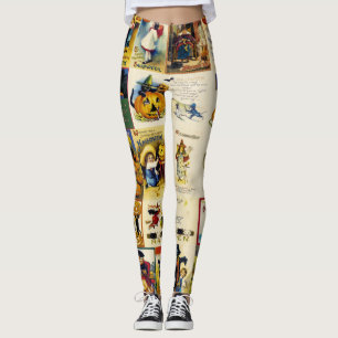 Vintages Halloween Ephemera Leggings