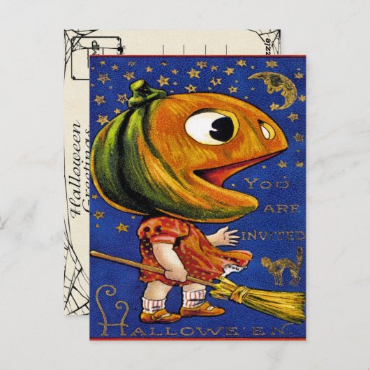 Vintages Halloween Ephemera Postkarte (Vorne/Hinten)
