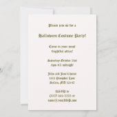 Vintages Halloween, Fliegerhexe mit schwarzer Katz Einladung (Rückseite)