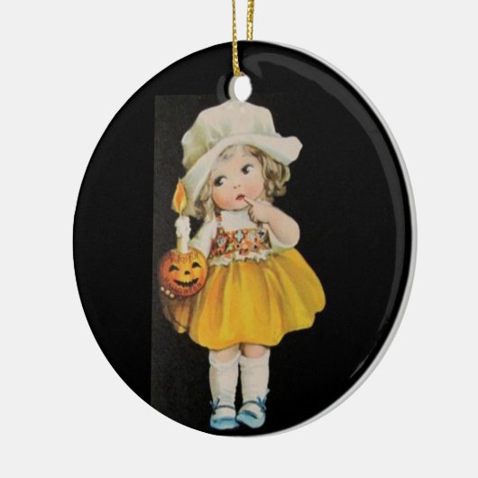 Vintages Halloween-Fräulein Keramik Ornament (Links)