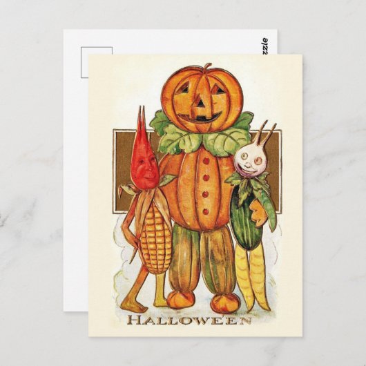 Vintages Halloween-Gemüse Postkarte (Vorne/Hinten)