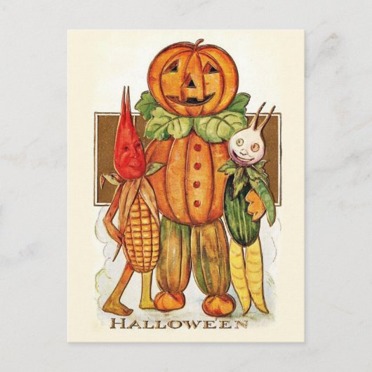 Vintages Halloween-Gemüse Postkarte (Vorderseite)
