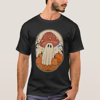 Vintages Halloween Ghost Cat Mushroom T Shirt